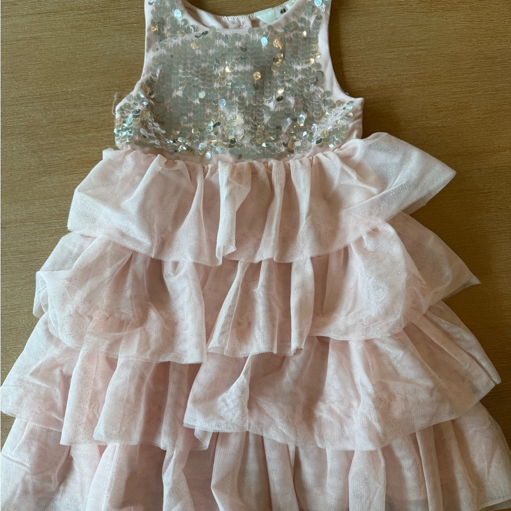 H&M Pink Sequin Layered Dress